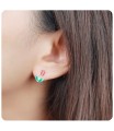 Red Tulip Silver Ear Stud STS-3467